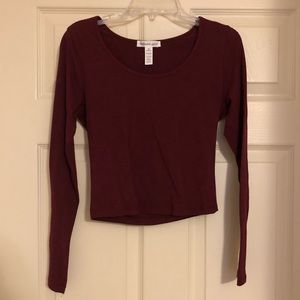 Maroon Long Sleeve Crop Top